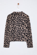 Kahverengi Leopar Desenli Polo Yaka Triko Hırka TWOAW25HI00360