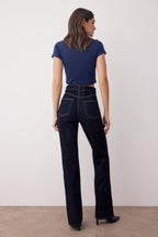 Koyu Mavi Yüksek Bel Orta Esnek Straight/Düz Kesim Jeans TWOAW26JE00025