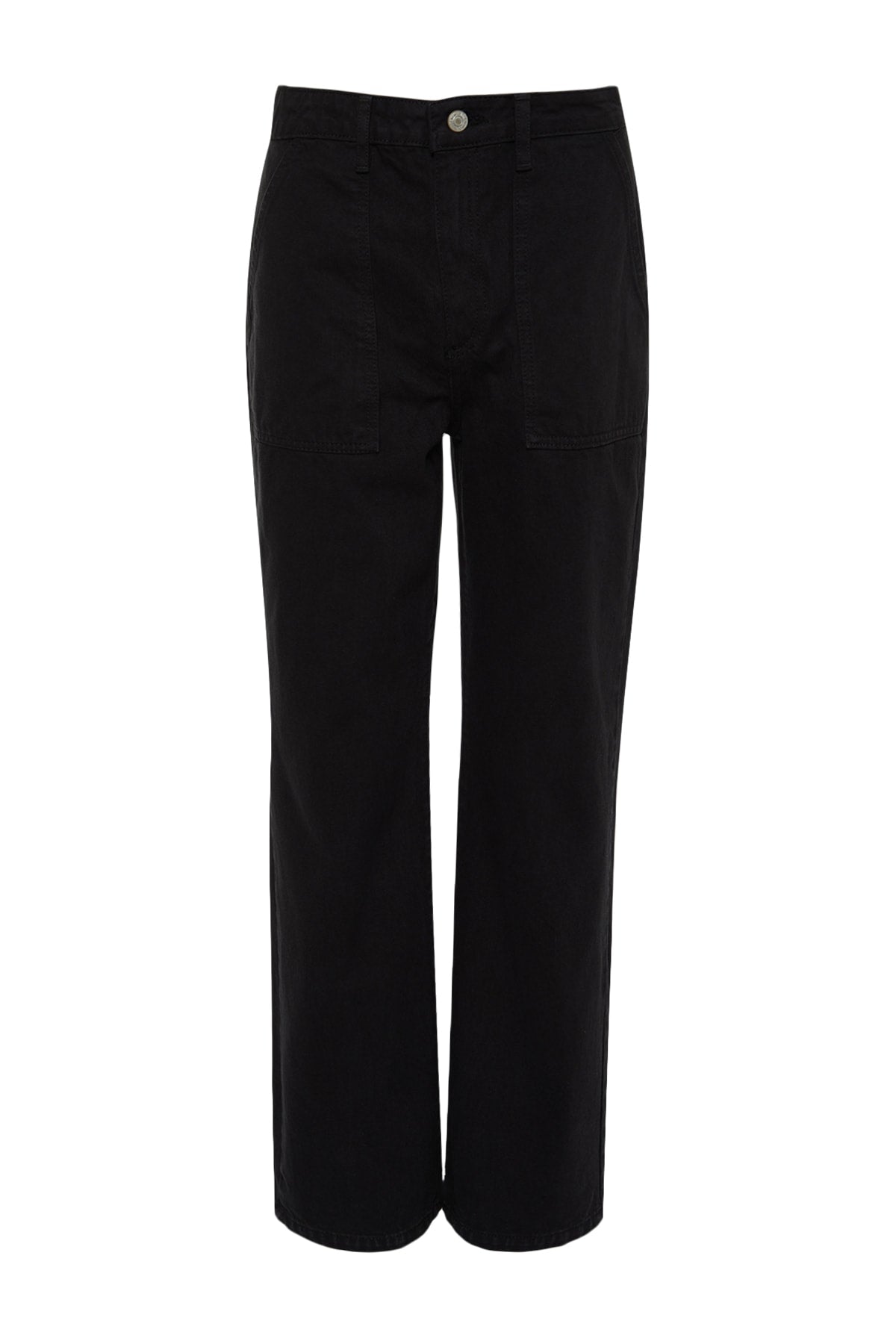 Trendyolmilla Siyah Cep Detaylı Yüksek Bel Wide Leg Jeans TWOAW22JE0595