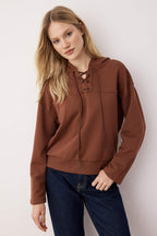 Trendyolmilla Lacivert Bağlama Detaylı Oversize/Geniş Kalıp Örme Sweatshirt TWOAW26SW00053