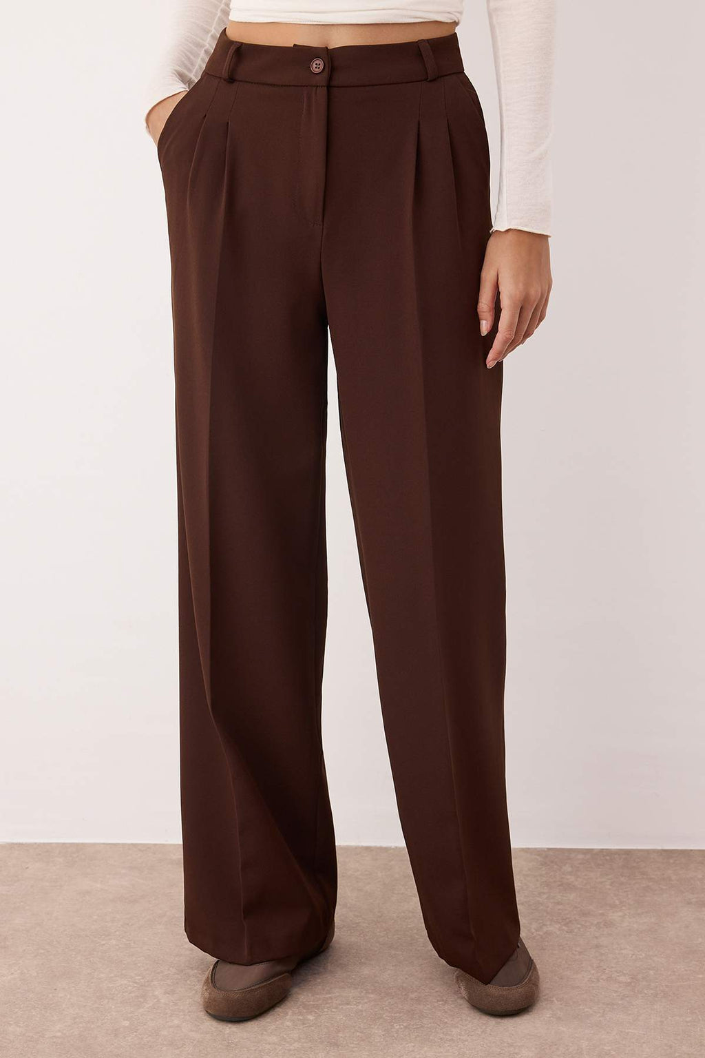 Trendyolmilla Bordo Pilili Wide Leg/Geniş Paça  Pantolon TWOAW25PL00109