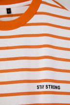 Teen Turuncu Çizgili Slogan Sırt Baskılı Oversize/Geniş Kalıp İnce Örme Sweatshirt TWOAW26SW00193
