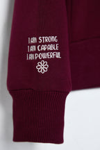 Trendyolmilla Bordo Nakışlı Regular/Normal Kalıp Kalın İçi Polarlı  Örme Sweatshirt TWOAW25SW00176
