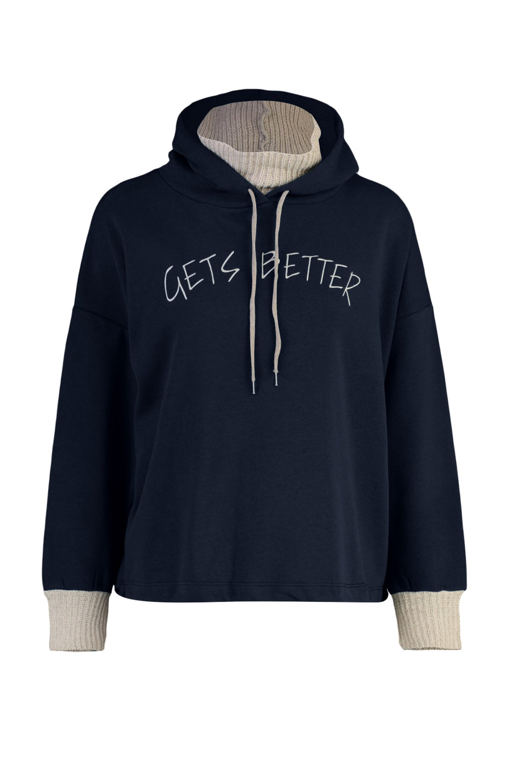 Trendyolmilla Lacivert Kalın İçi Polarlı Triko Bant Detaylı Kapüşonlu Örme Sweatshirt TWOAW22SW1806
