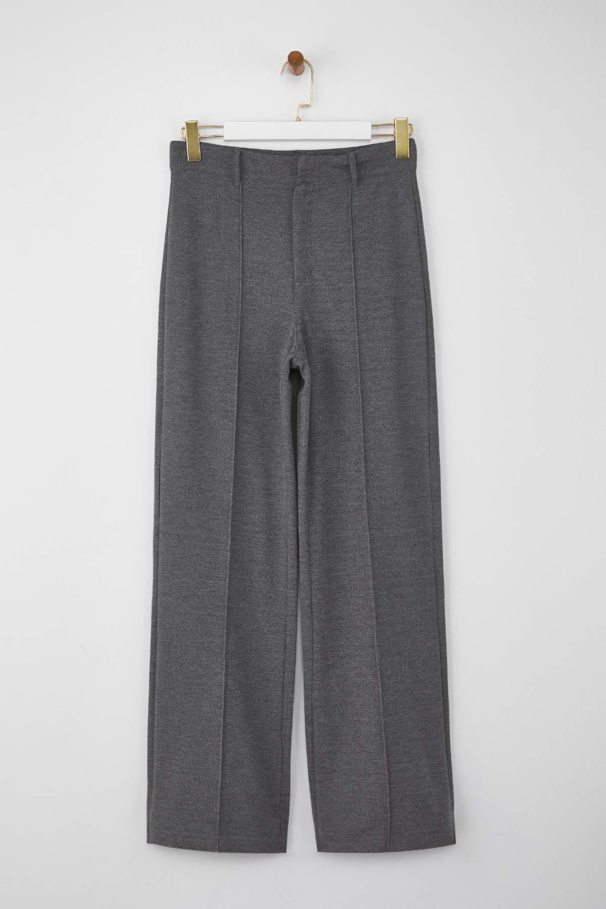 Wardrobe Essentials – Antrasit Premium Straight Esnek Örme Pantolon | TWOAW26PL00024