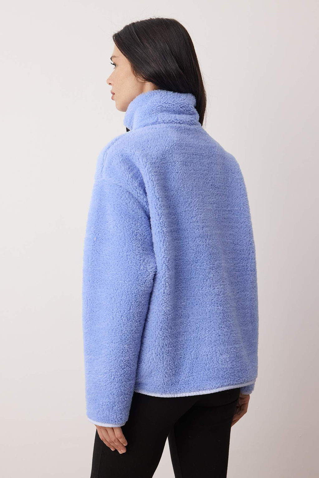 Trendyolmilla Winter Essentials Indigo Kalın Polar Fermuarlı Dik Yaka Cepli Örme Sweatshirt TWOAW24SW00071