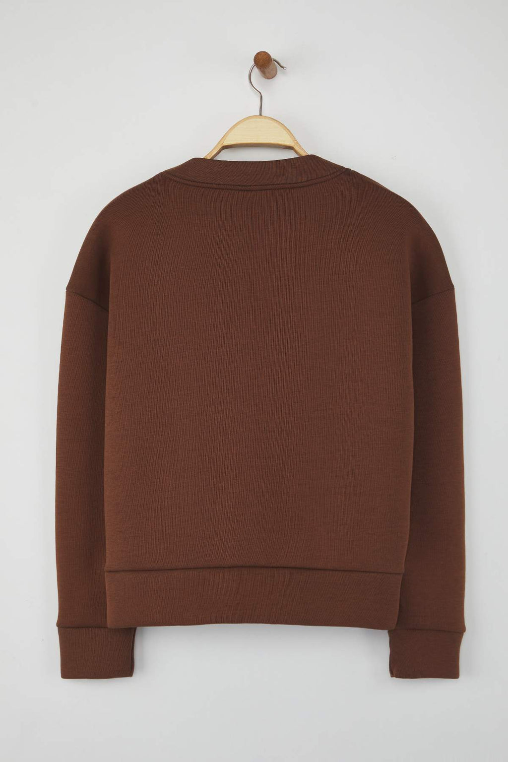 Kahverengi Oversize/Geniş Kalıp V yaka Full Düğme Kapama Kalın Esnek Örme Sweatshirt TWOAW26SW00013