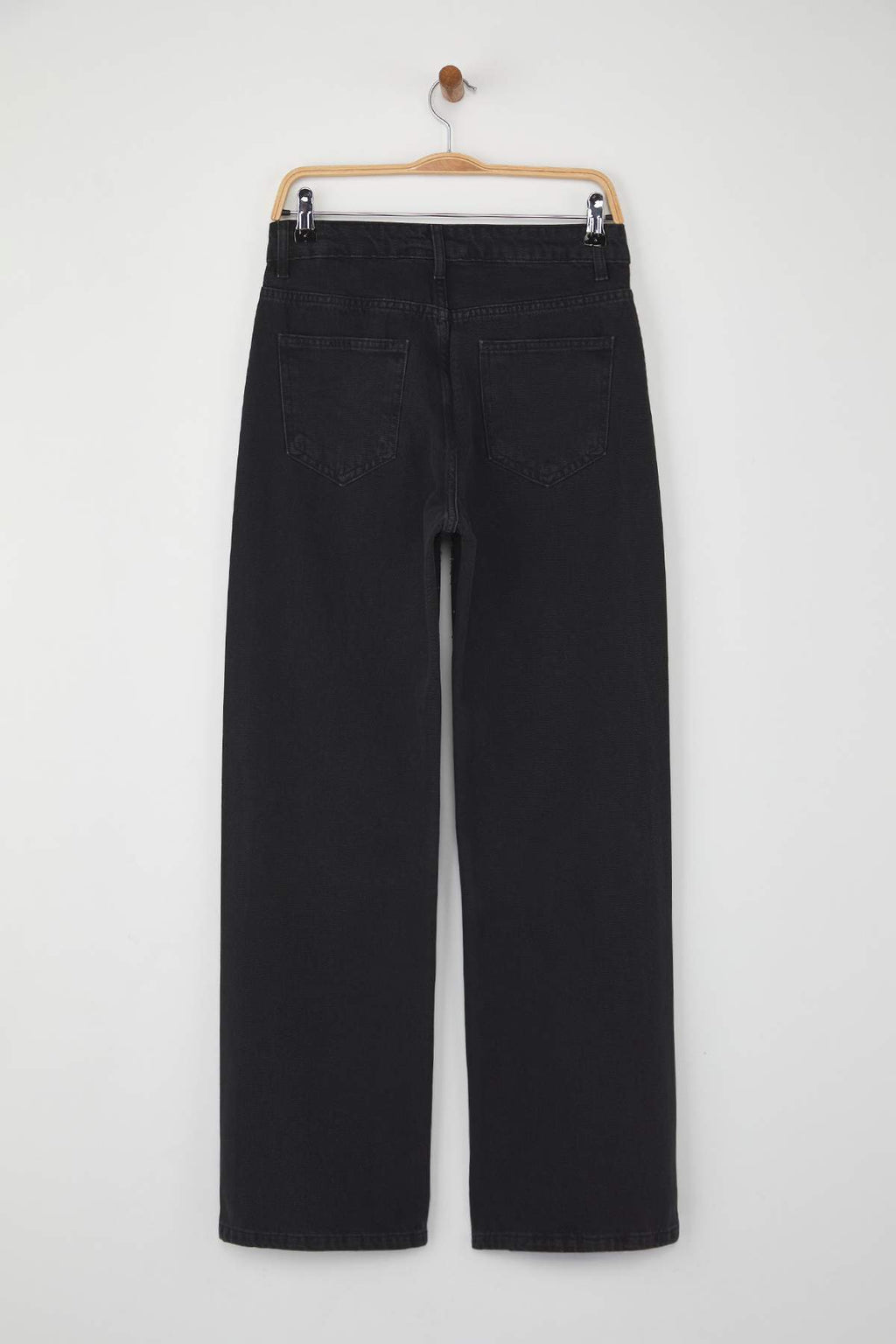 Siyah Yüksek Bel Taş Detaylı Geniş Paça Wide Leg Jeans TWOAW26JE00116