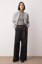 Trendyolmilla Siyah Wide Leg/Geniş Paça Yüksek Bel Dokuma  Pantolon TWOAW23PL00302