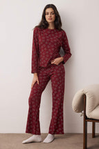 Trendyolmilla Bordo %100 Pamuklu Ayıcıklı Örme Pijama Takımı THMAW25PT00131