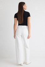 Trendyolmilla Pembe Düğme Detaylı Yüksek Bel Comfort/Esnek Wide Leg Jeans TWOSS25JE00183