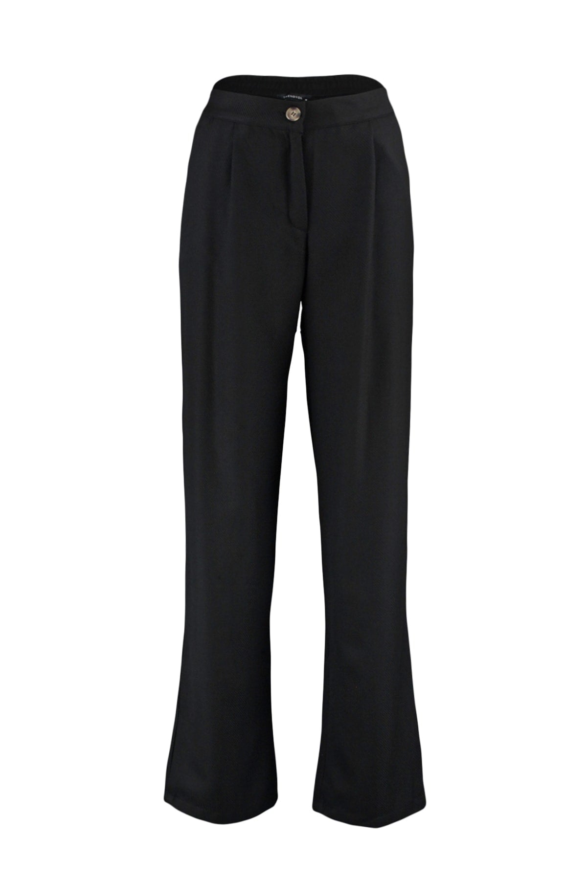 Siyah Straight/Düz Kesim Dokuma Kumaş Pantolon TWOAW22PL0321