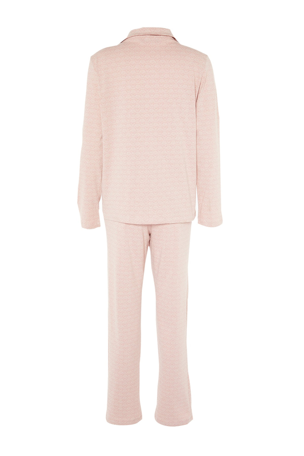 Pudra %100 Pamuklu Baskılı Örme Pijama Takımı THMAW20PT0265