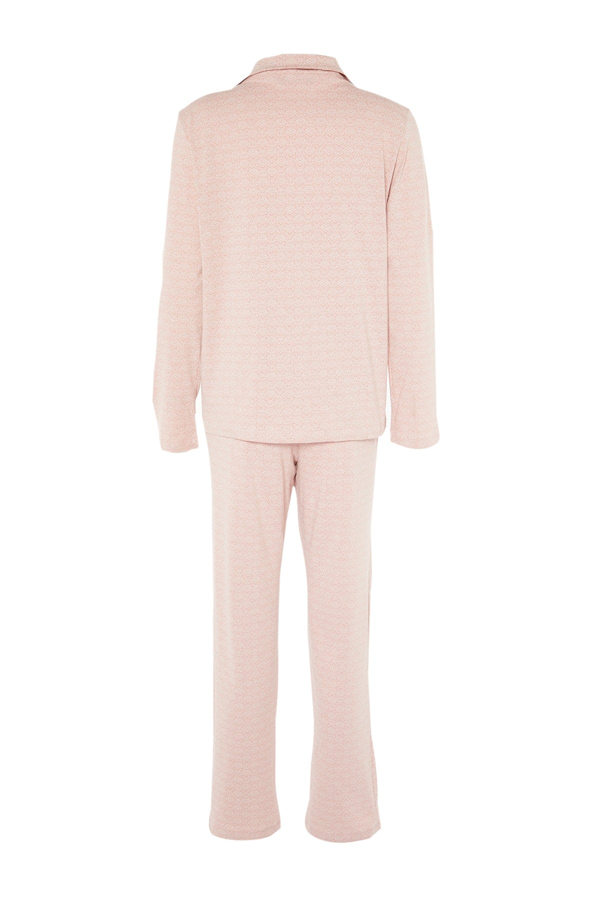 Pudra %100 Pamuklu Baskılı Örme Pijama Takımı THMAW20PT0265