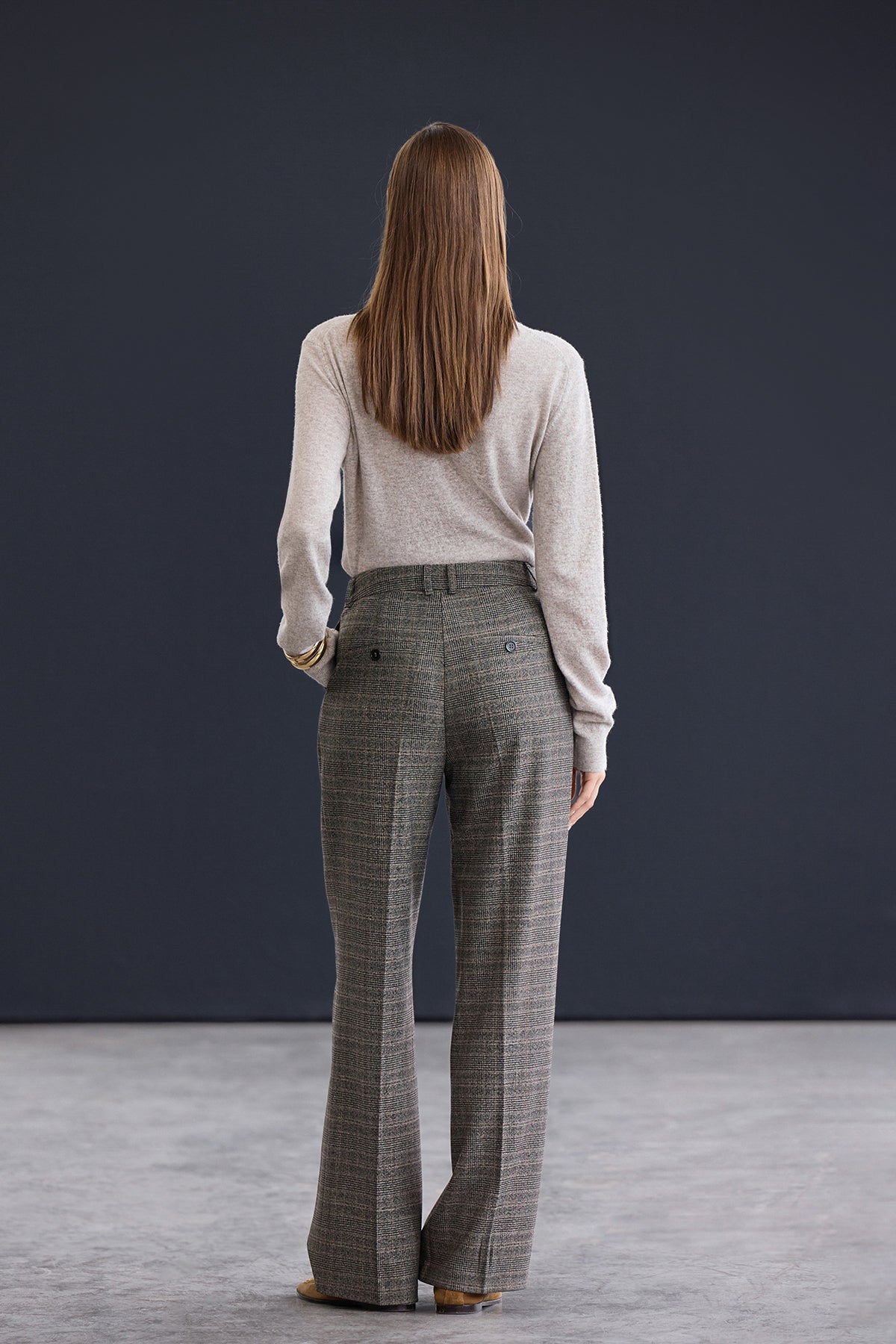 Trendyol Studio Kahverengi Ekoseli/Kareli Geniş Paça/Wideleg Dokuma Pantolon TWOAW26PL00129 Secondary image