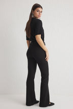 Trendyolmilla Vizon İspanyol Paça Normal Bel Dokuma Pantolon TWOSS25PL00065