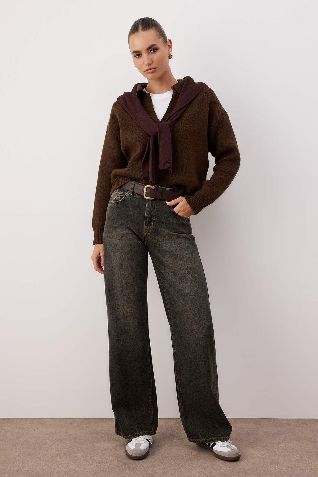 Trendyolmilla Antrasit Yüksek Bel Vintage Yıkama Geniş Paça Wide Leg Jeans TWOAW26JE00124