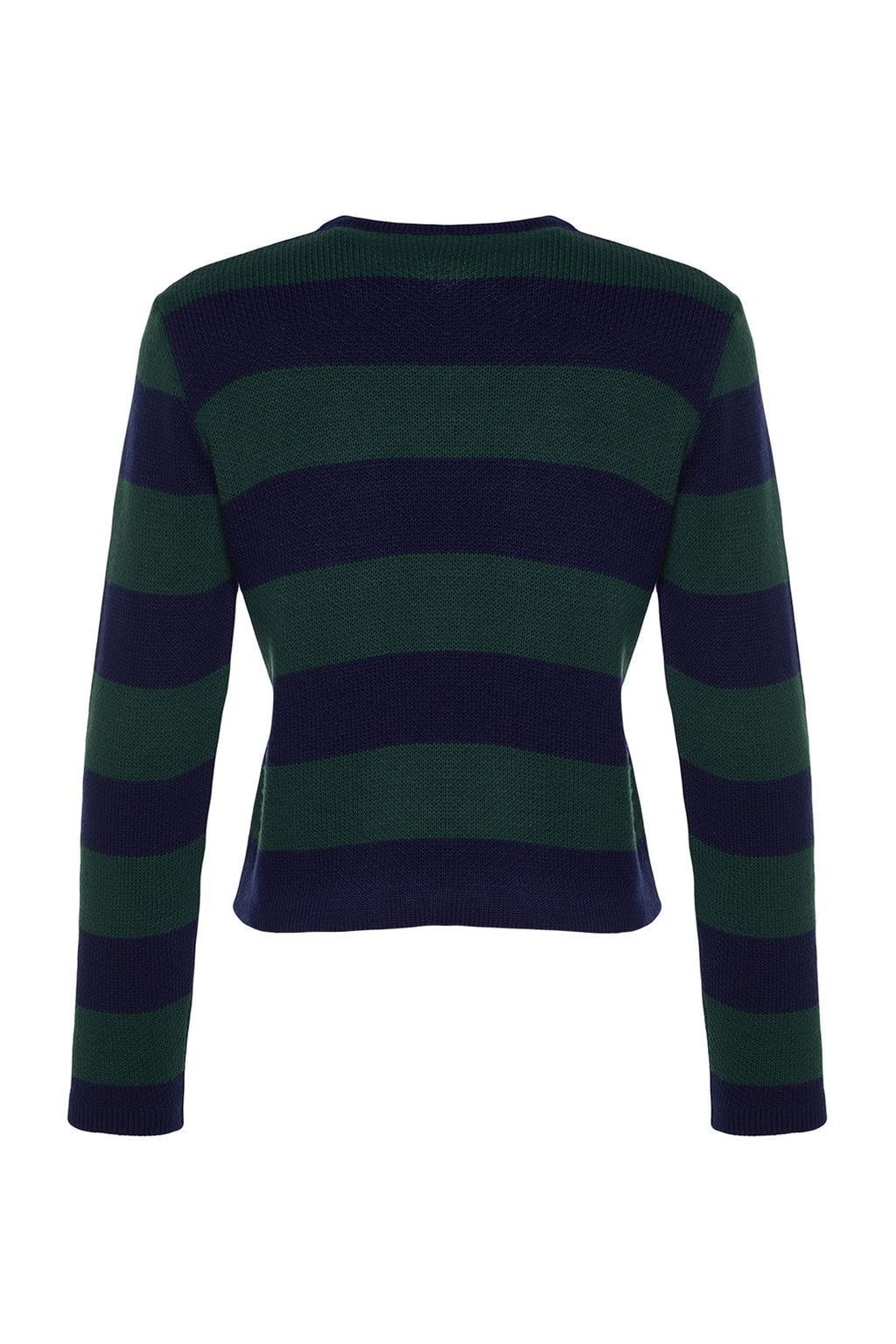 Trendyolmilla Indigo Çizgili Basic Ceket Görünümlü Triko Hırka TWOAW24HI00091