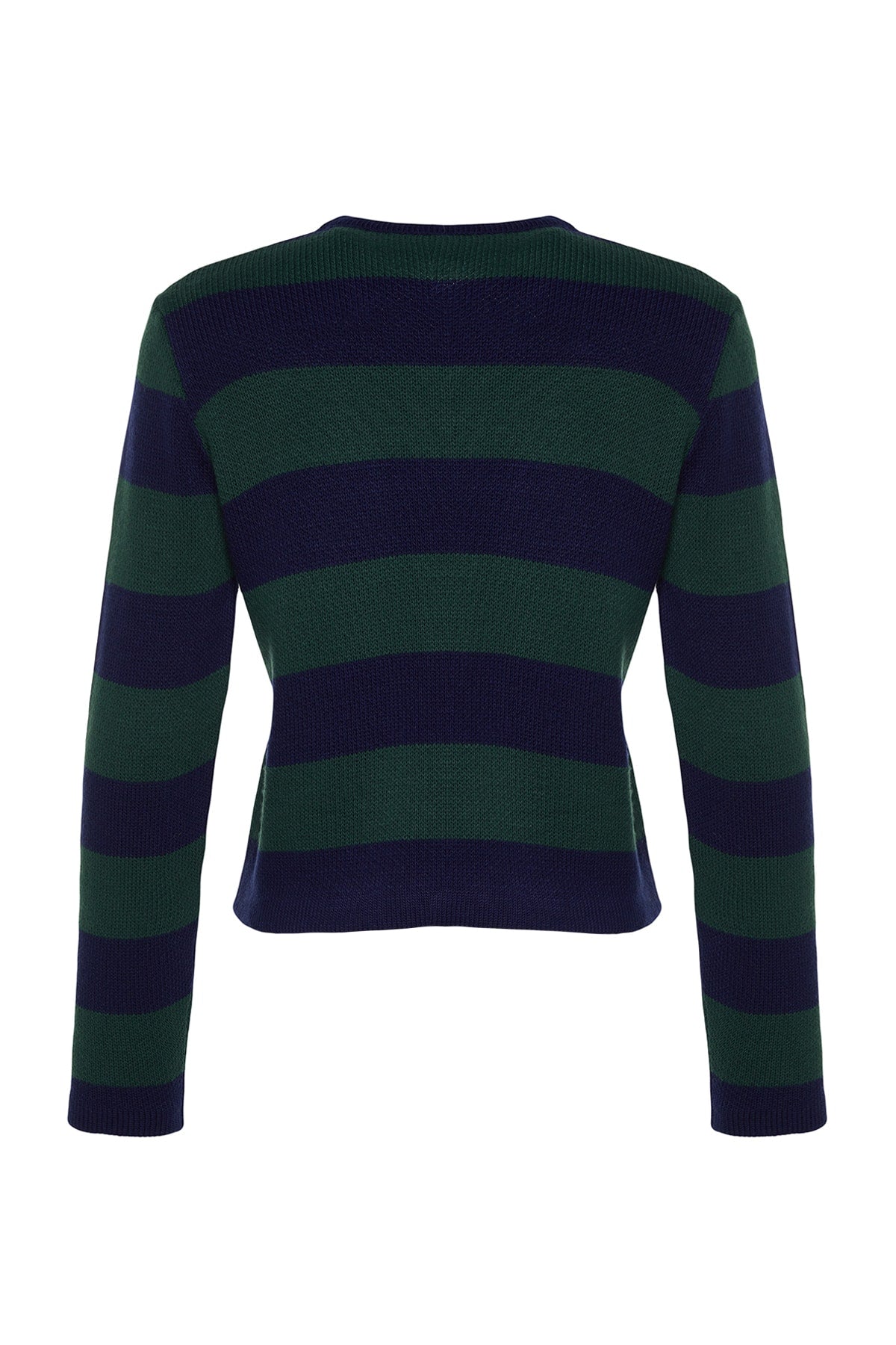 Trendyolmilla Indigo Çizgili Basic Ceket Görünümlü Triko Hırka TWOAW24HI00091