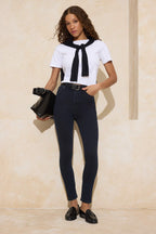 Trendyolmilla Gece Mavisi Vücudu Saran Yüksek Bel Ekstra Esnek Skinny Jeans TWOSS23JE00080