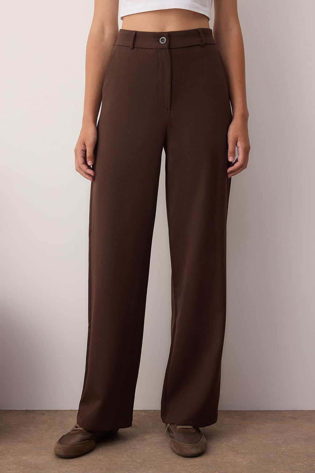 Trendyolmilla Beyaz  Wide Leg/Geniş Paça Bootcut Dokuma Kumaş Pantolon TWOAW21PL0332