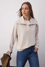 Trendyolmilla Wardrobe Essentials – Kahverengi Polo Yaka Örme Sweatshirt | TWOAW26SW00041