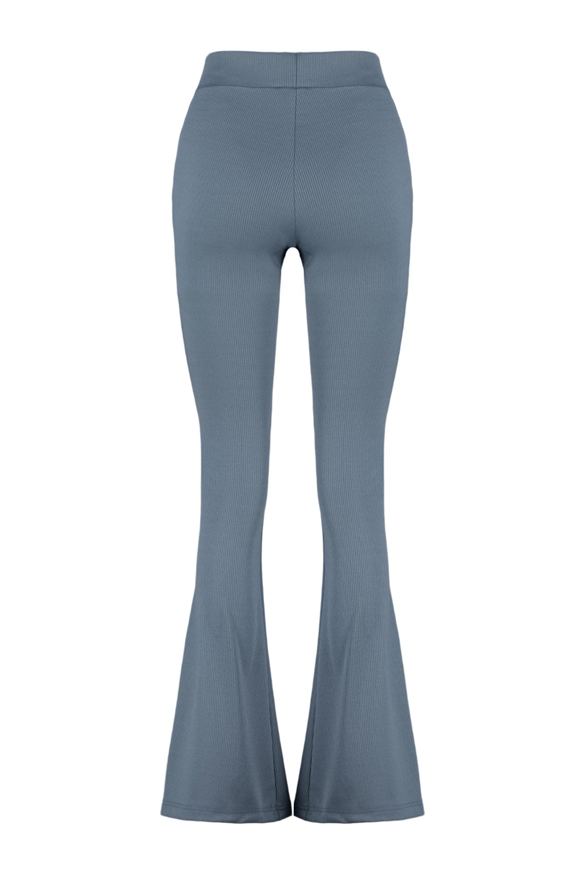 Trendyolmilla Antrasit Fitilli Flare/İspanyol Paça Yüksek Bel Esnek Örme Tayt Pantolon TWOSS23PL00135