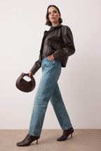 Trendyolmilla Gri Yüksek Bel Boru Paça Yeni Straight Jeans TWOAW26JE00060