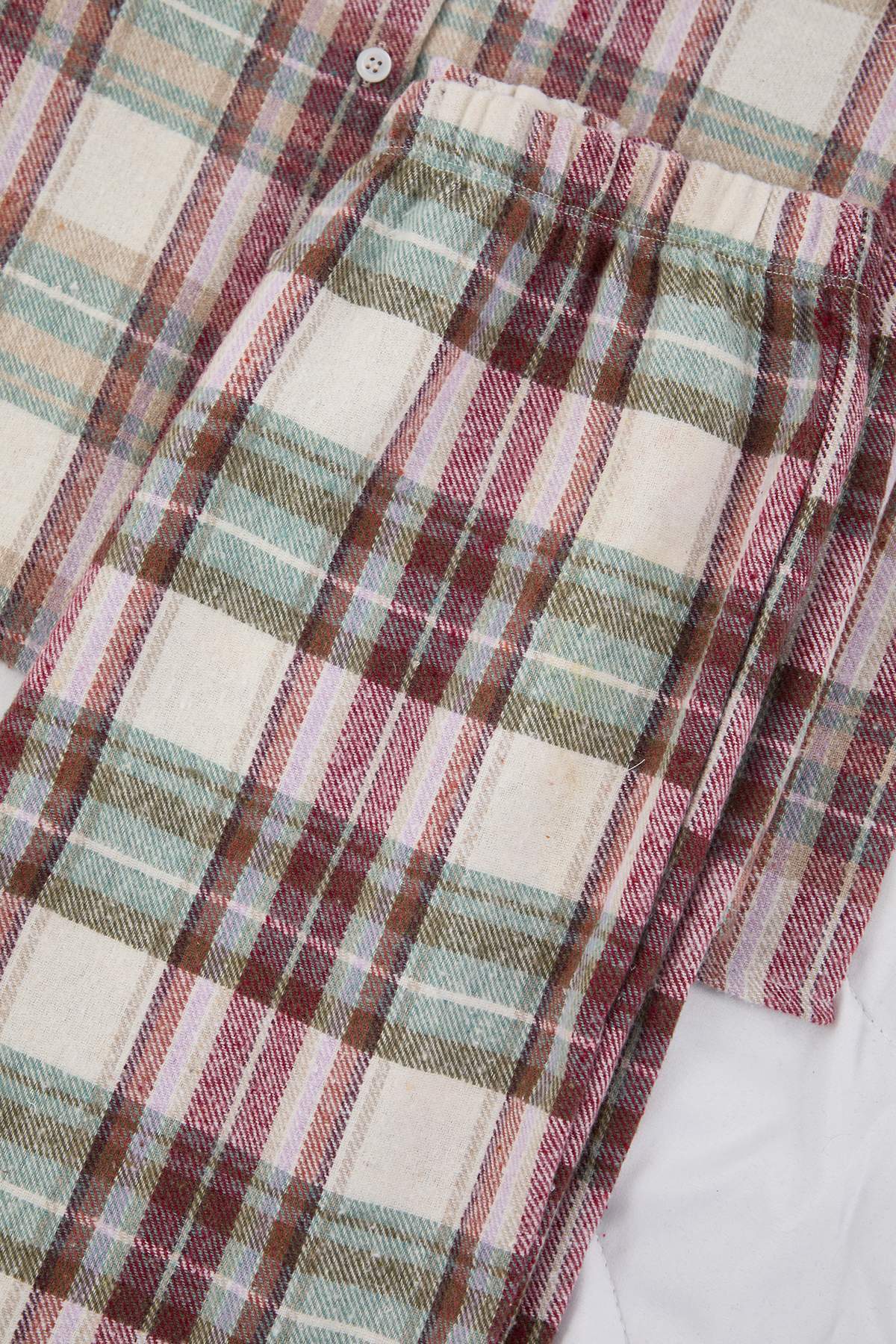 Trendyolmilla Çok Renkli Pamuklu Ekoseli Kışlık Kalın Flanel Dokuma Pijama Takımı THMAW26PT00175