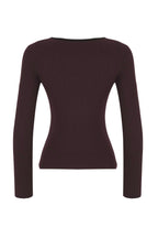 Trendyolmilla Bordo Merserize Görünümlü Premium İplik/Özel İplik Kurdele/Fiyonk Detaylı Triko Kazak TWOAW25KZ00207