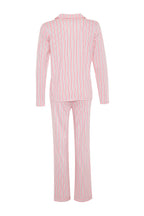 Trendyolmilla Pembe %100 Pamuklu Çizgili Gömlek-Pantolon Örme Pijama Takımı THMAW24PT00144
