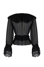 Trendyolmilla Siyah Dantel Detaylı Fırfırlı Dokuma Party Bluz TPRAW26BZ00015