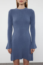 Trendyolmilla Indigo Mini Triko A-Line Formda Elbise TWOAW25EL00030