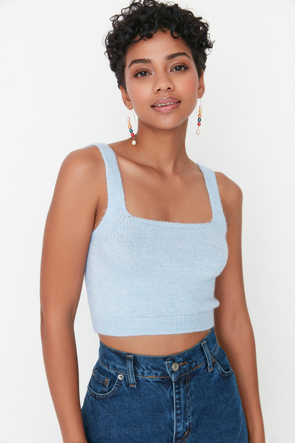 Trendyolmilla Antrasit Crop Yumuşak Dokulu 2'li Bluz-Hırka Triko Takım TWOAW21HI0107