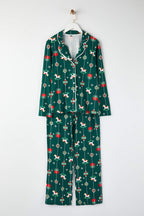 Yeşil %100 Pamuklu Yılbaşı Temalı Örme Pijama Takımı THMAW25PT00172