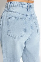 Trendyolmilla Lacivert Yüksek Bel Wide Leg Geniş Paça %100 Pamuk Non-Stretch Jeans TWOSS22JE0242