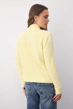 Trendyolmilla Wardrobe Essentials Lacivert Yünlü Fermuarlı Dik Yaka Papatya Elcikli Triko Hırka |TWOAW26HI00090
