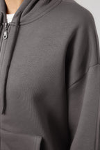 Trendyolmilla Bordo Oversize/Rahat Kesim Fermuarlı Kalın İçi Polarlı Örme Sweatshirt TWOAW24SW00188