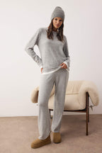 Trendyolmilla Bej Melanj Çift Katlı Kışlık Yumoş Örme Pijama Takımı THMAW26PT00154