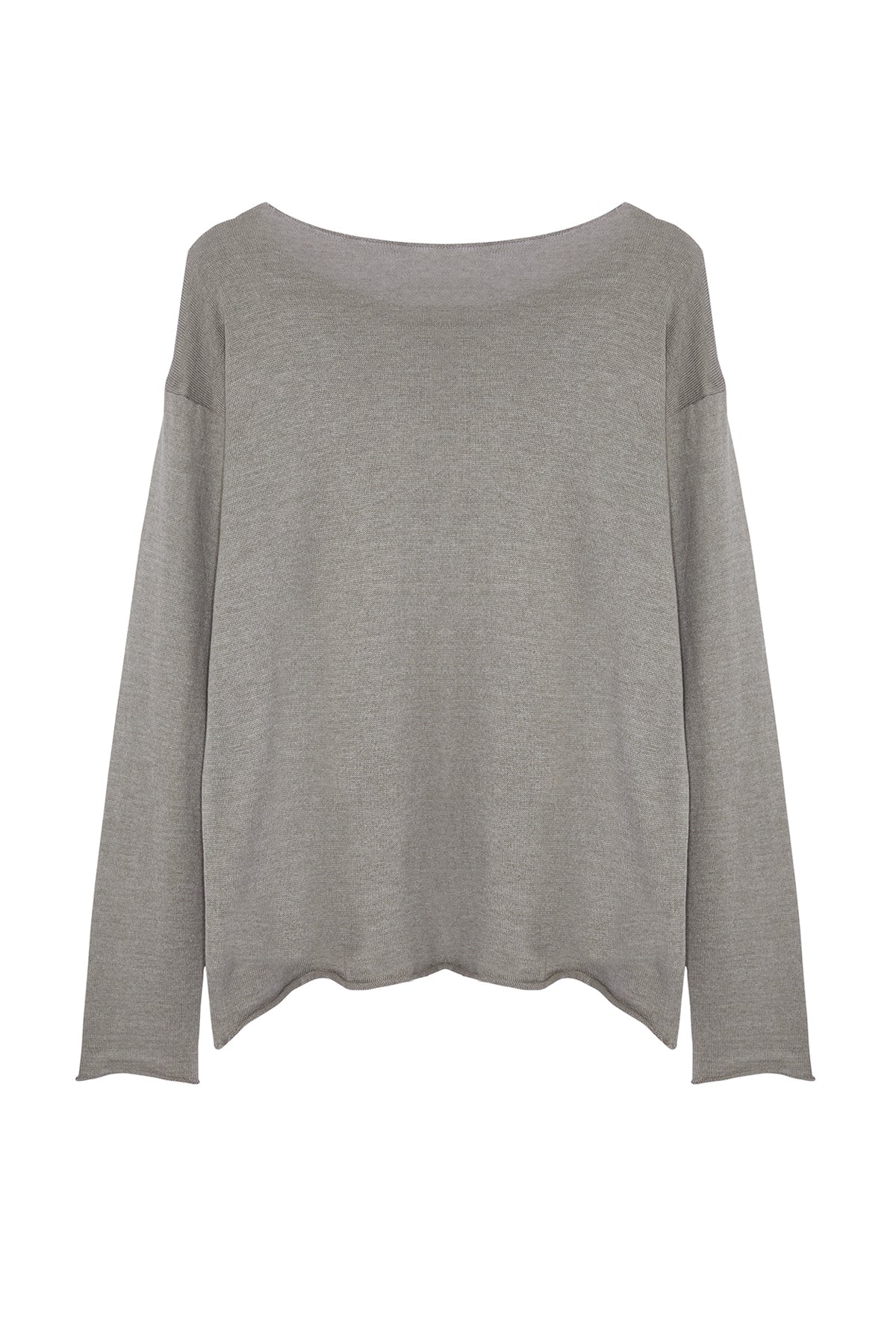 Vizon Pamuklu Kayık Yaka Transparan Görünümlü İnce Fitted/Vücudu Saran Triko Kazak TWOAW25KZ00080