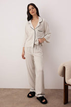 Trendyolmilla Bordo Biyeli Viskon Dokuma Pijama Takımı THMAW21PT0292