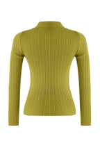 Trendyolmilla Wardrobe Essentials Yağ Yeşili Fitted/Vücuda Oturan Merserize Görünümlü Triko Hırka TWOAW26HI00113