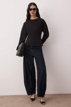 Trendyolmilla Kahverengi Kalın Şardonsuz Belden Oturmalı Bisiklet Yaka Örme Sweatshirt TWOAW26SW00068