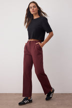 Trendyolmilla Limited Edition Vizon Straight/Düz Kesim Pilili Dokuma Kumaş Pantolon TWOAW23PL00401