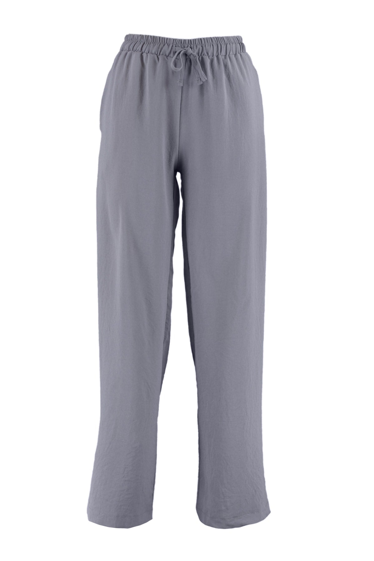 Gri Beli Lastikli Wide Leg/Geniş Paça Dokuma Pantolon TWOSS21PL0248