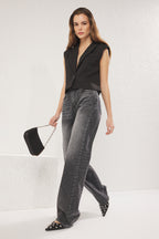 Trendyolmilla Gece Mavisi Yüksek Bel Wide Leg Jeans TWOSS25JE00172