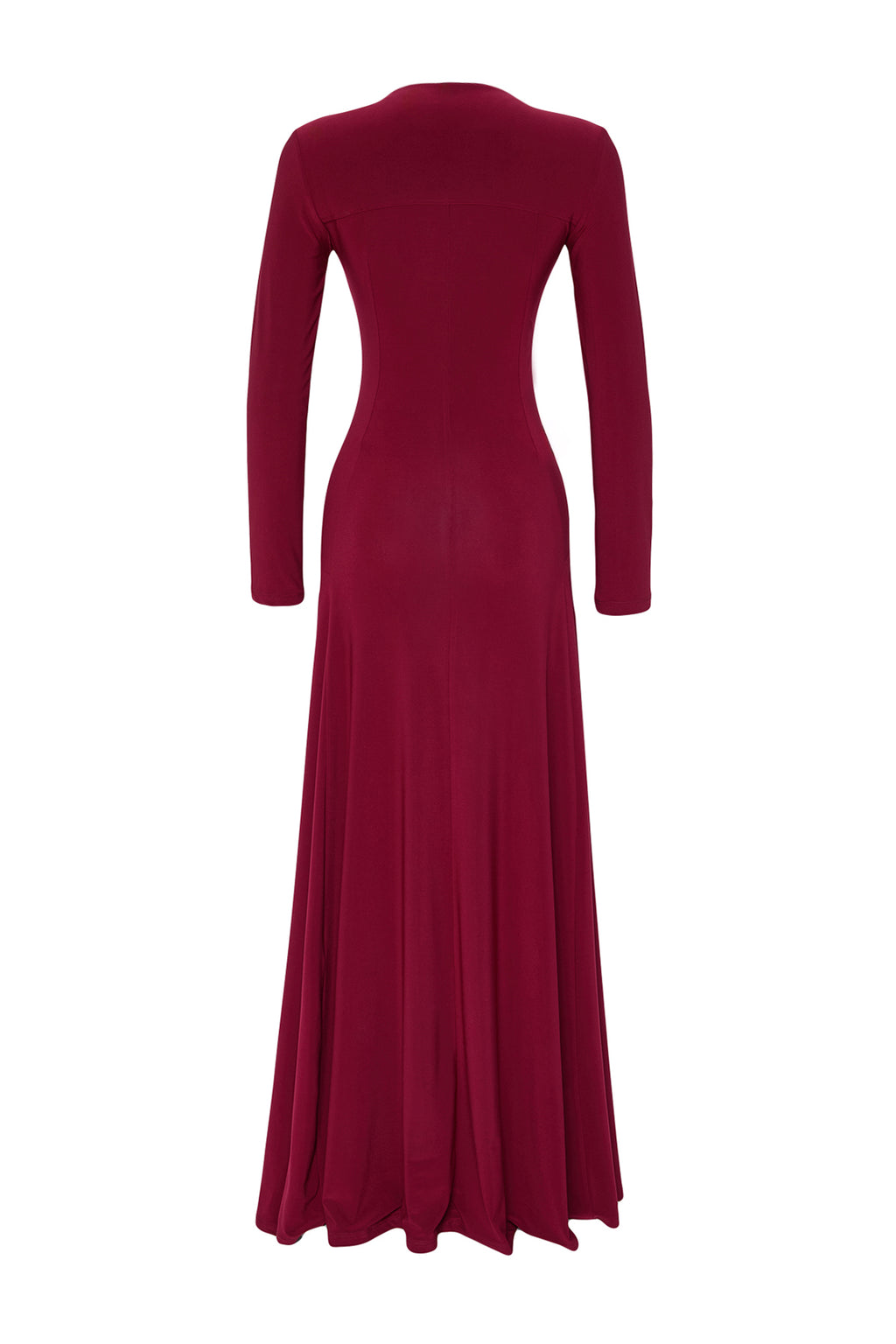 Trendyolmilla Bordo Düz Limited Edition V Yaka Skater/Belden Açılan Esnek Maxi Örme Elbise TWOAW25EL00299