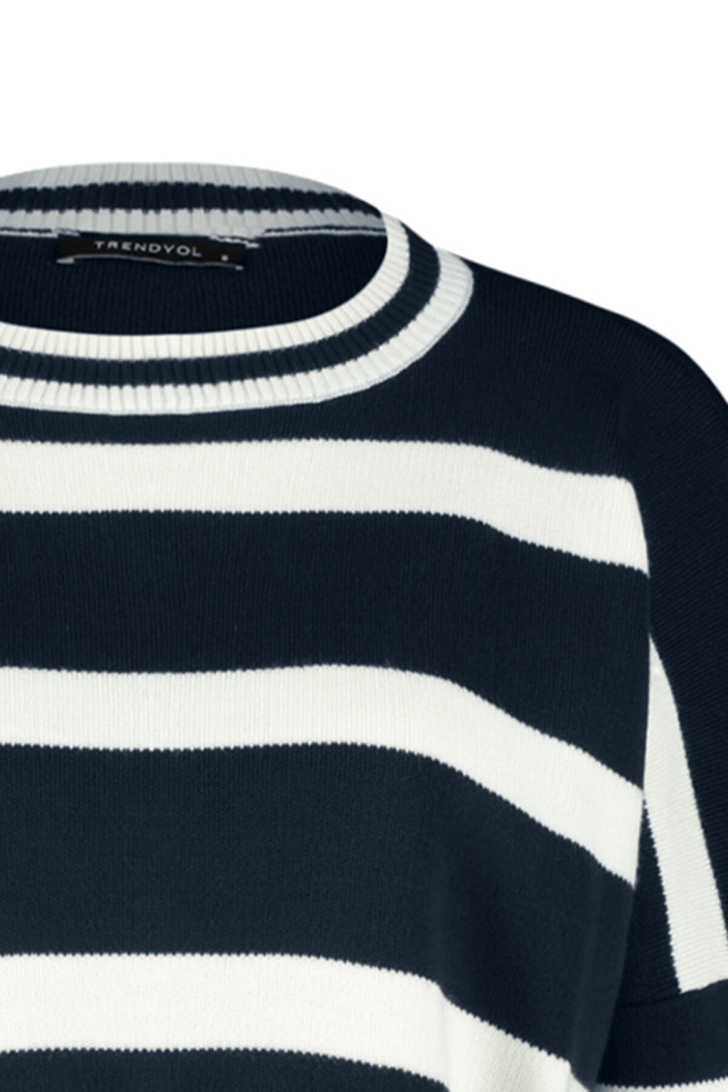 Trendyolmilla Lacivert Crop Çizgili Triko Kazak TWOAW23KZ00205