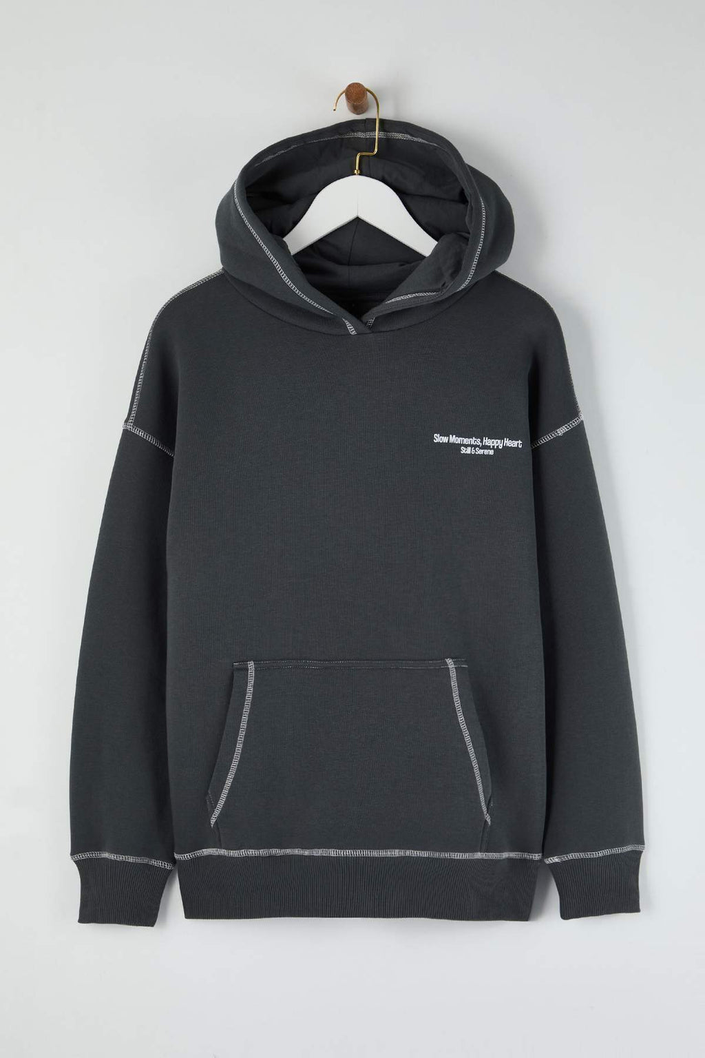 Teen Antrasit Baskılı Yıkamalı Overszie/Geniş Kalıp Kapüşonlu Örme Sweatshirt TWOAW26SW00173