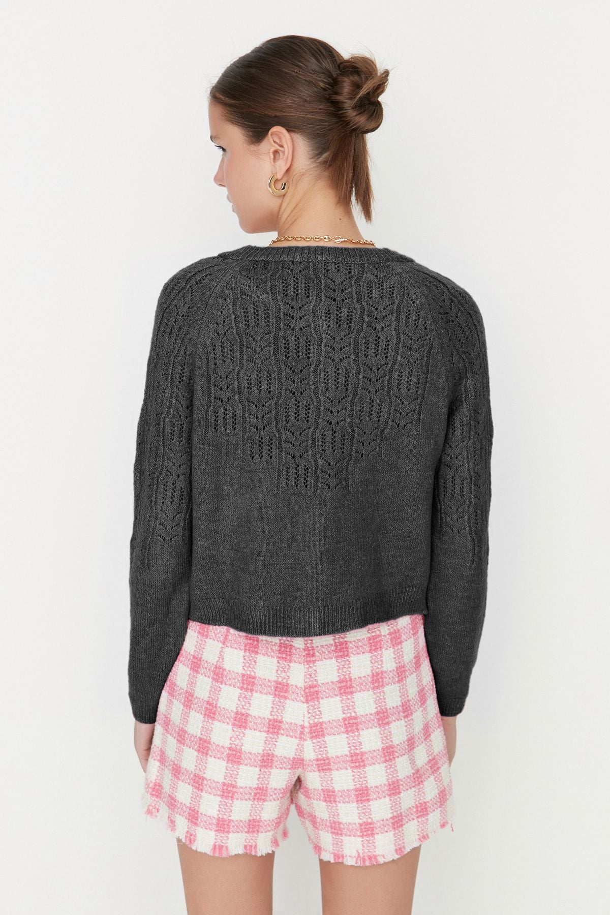 Trendyolmilla Tarçın Yumuşak Dokulu Ajurlu/Delikli Triko Hırka TWOAW21HI0020